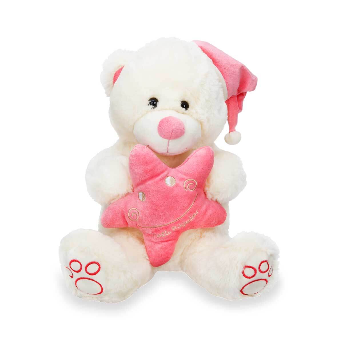 Ursulet Plus Puffy Friends cu Stea, 38 cm, Roz
