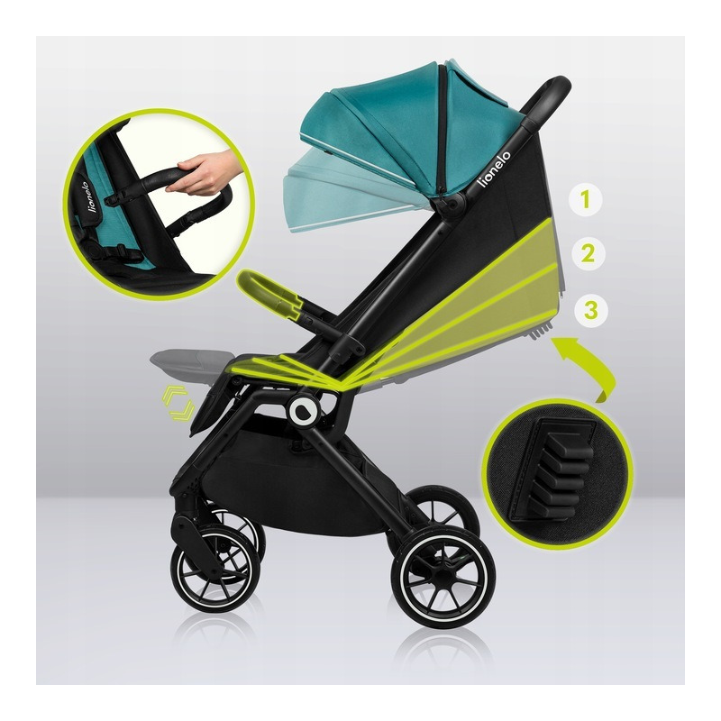 Carucior Lionelo Cloe Verde, Pliare Compacta si Usor - imagine 5