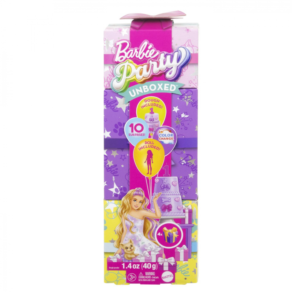 Barbie Party Unboxed Reveal Blondă, 10 Surprize