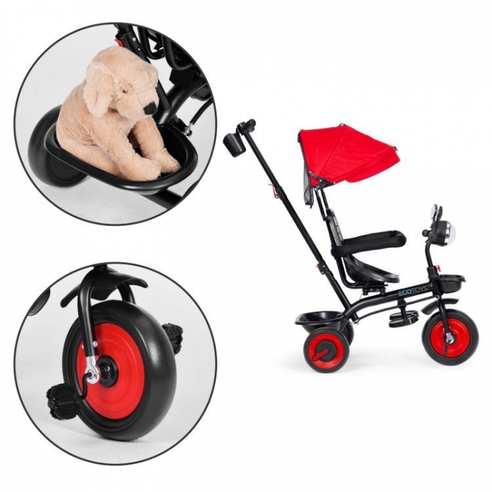 Tricicleta Ecotoys 3in1 Rosu | Scaun Rotativ 360° - imagine 4
