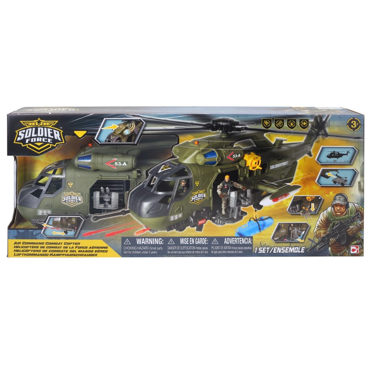 Soldier Force Set Elicopter Combat cu Masinuta si Figurine