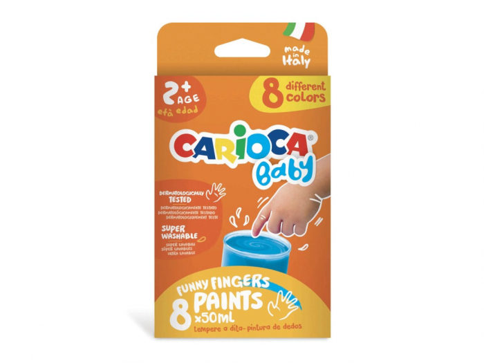 Acuarele Baby Finger Paint, 8 culori, Carioca
