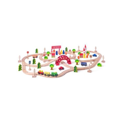 Woodyland - Set tren din lemn 90 piese educativ - imagine 2