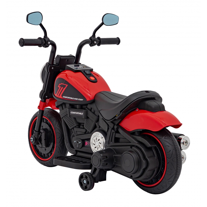 Motocicleta Electrica Chopper Rosu Ramiz cu Lumini - imagine 7
