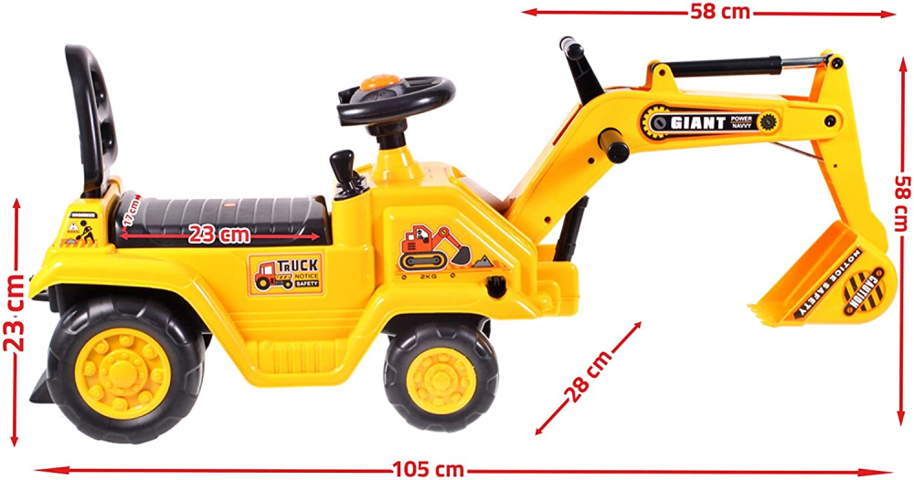 Excavator Malplay Rutschauto Galben 25kg - imagine 13