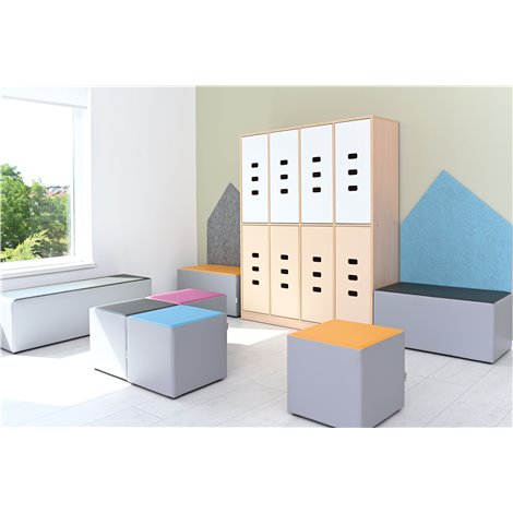 Puf Taburet Moje Bambino Gri-Orange Confortabil - imagine 3