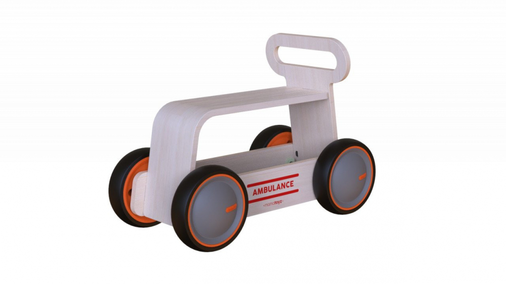 MamaToyz Ambulanta 3 in 1 Ride-On Lemn - imagine 4