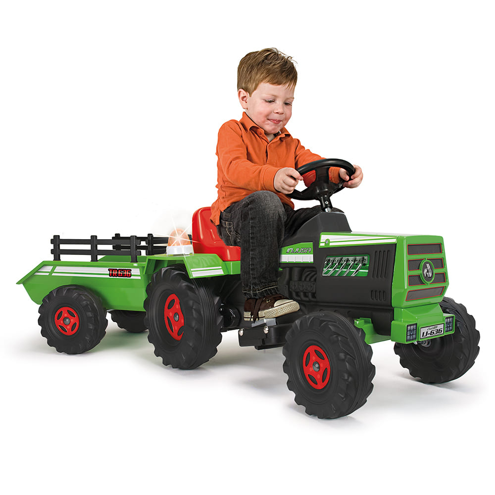 Tractor Injusa Electric 6V Verde cu Remorcă - imagine 4