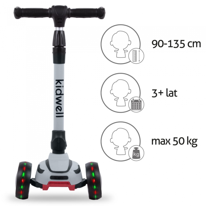 Trotineta Kidwell Jax 3 Roti LED, Pliabila - imagine 5