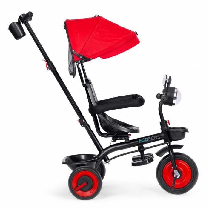 Tricicleta Ecotoys 3in1 Rosu | Scaun Rotativ 360° - imagine 7