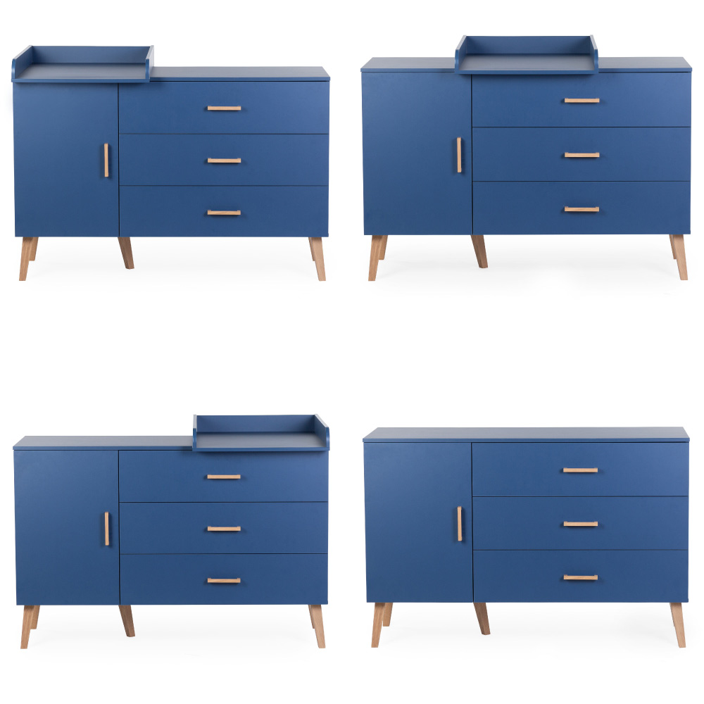 Comoda Childhome Bold Blue cu Masa de Infasat