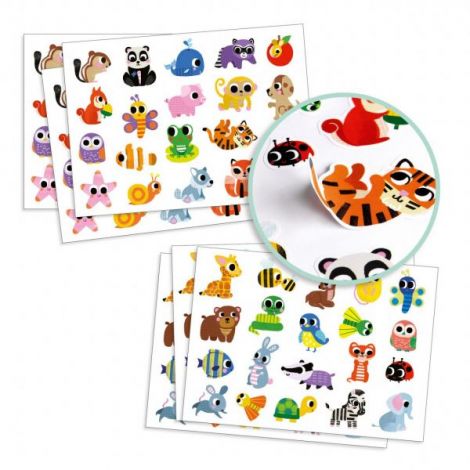 Abtibilduri Djeco Pui Animale - Set 120 Stickere - imagine 2