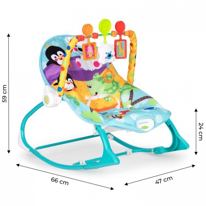Balansoar 2 în 1 Ecotoys cu Vibrații și Multimedia, Turcoaz - imagine 4
