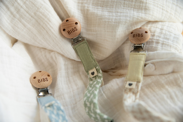 Lanțișor Clip Suzetă Bibs Sage-Ivory, 100% Bumbac