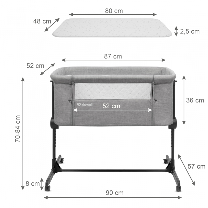 Patut Kidwell Snuzzy Gri, Laterala Culisanta 3-in-1 - imagine 8
