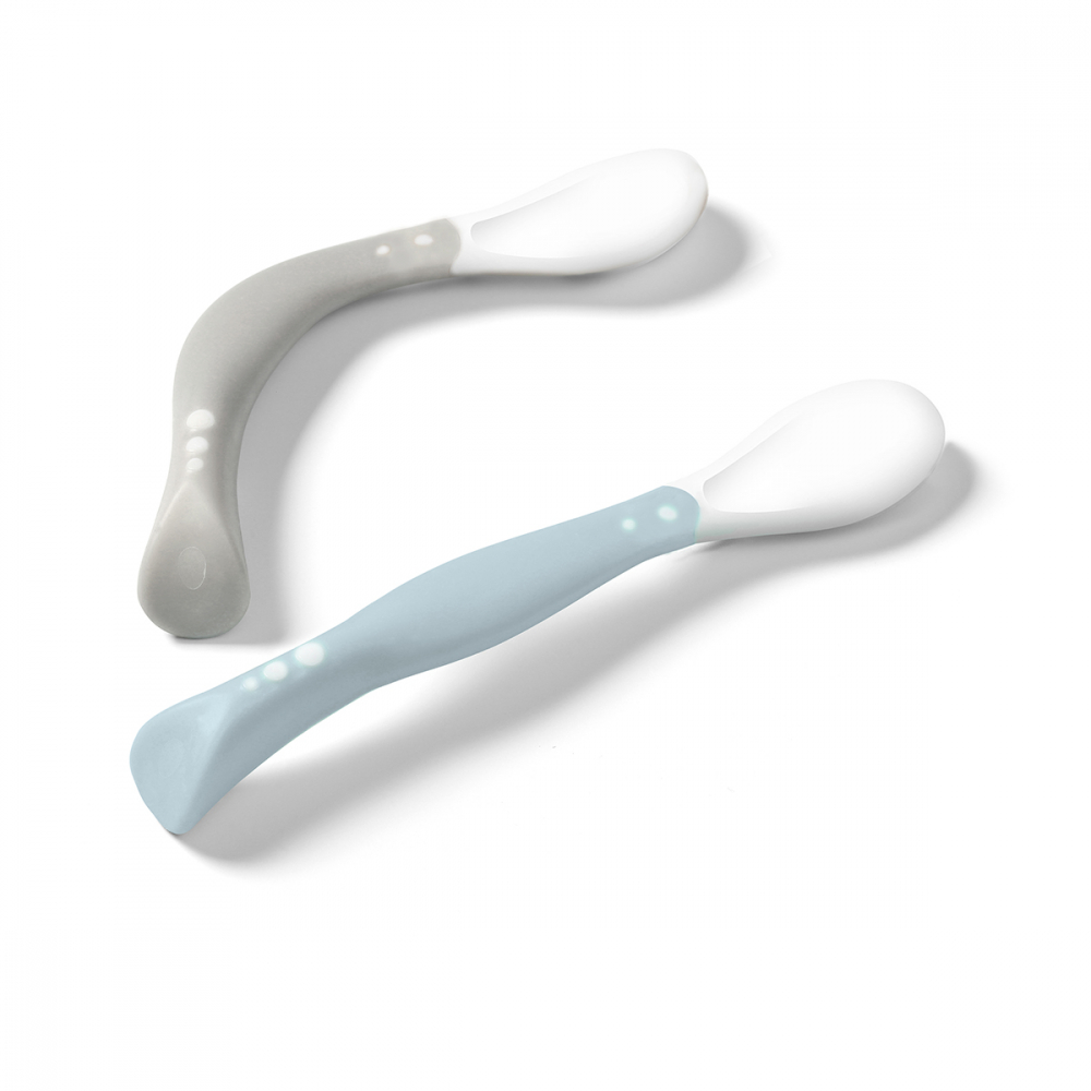 Set 2 Lingurițe Flexibile Babyono Gri-Albastru - imagine 3