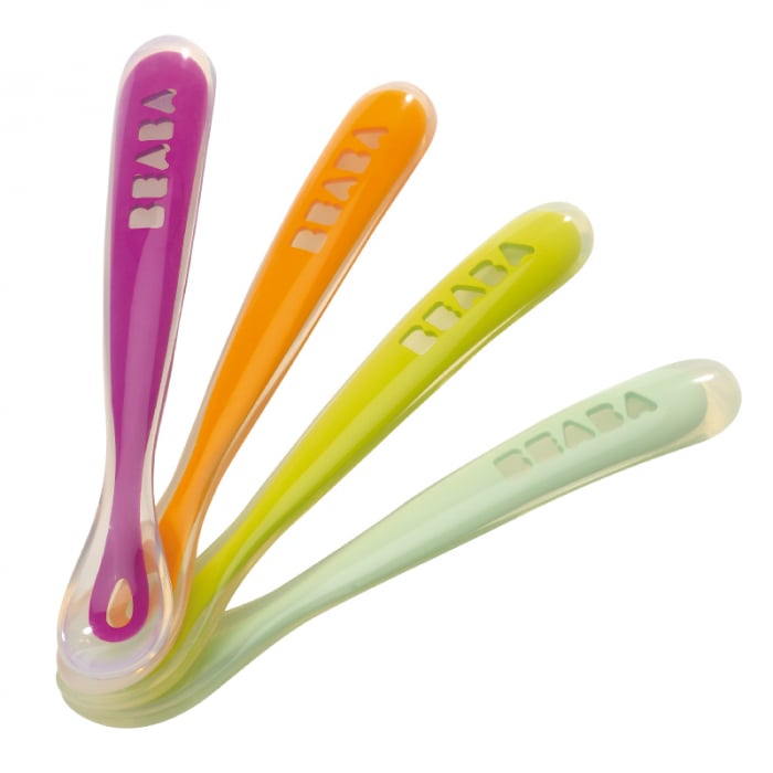 Set 4 lingurițe silicon Beaba Gipsy +4 luni