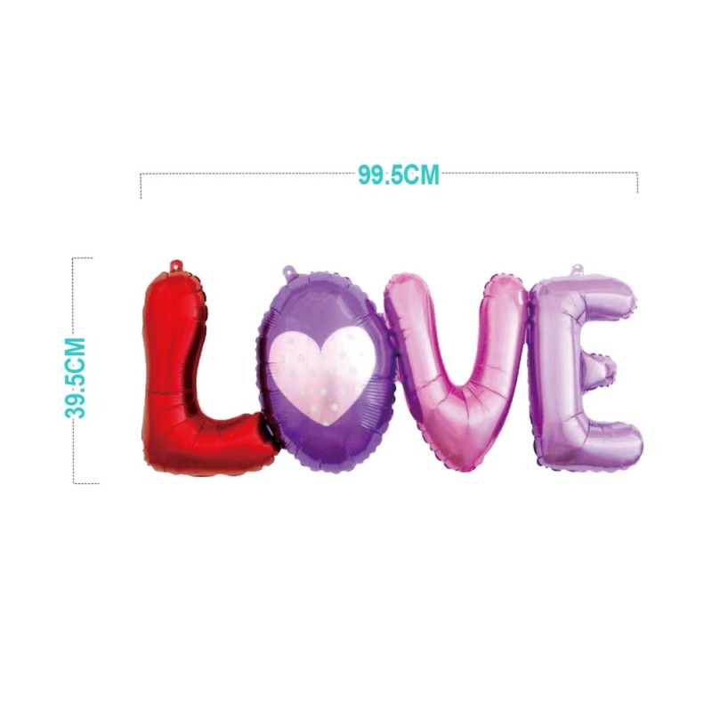 Balon Folie PartyGo Love, 39.5x99.5cm, Mix Colorat
