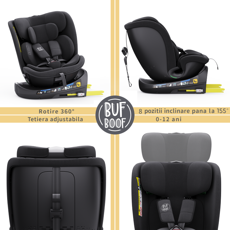 Scaun Auto Rotativ Buf Boof B-Joy 360° iSize - imagine 6