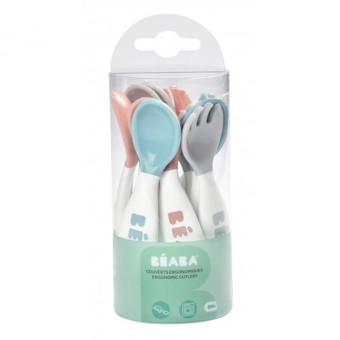 Set Beaba 6 lingurițe + 4 furculite, Blue/Pink