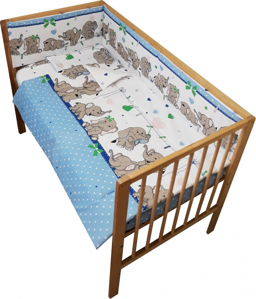 Set Lenjerie Patut 120x60 Nichiduta Funny Elephants Blue - imagine 2