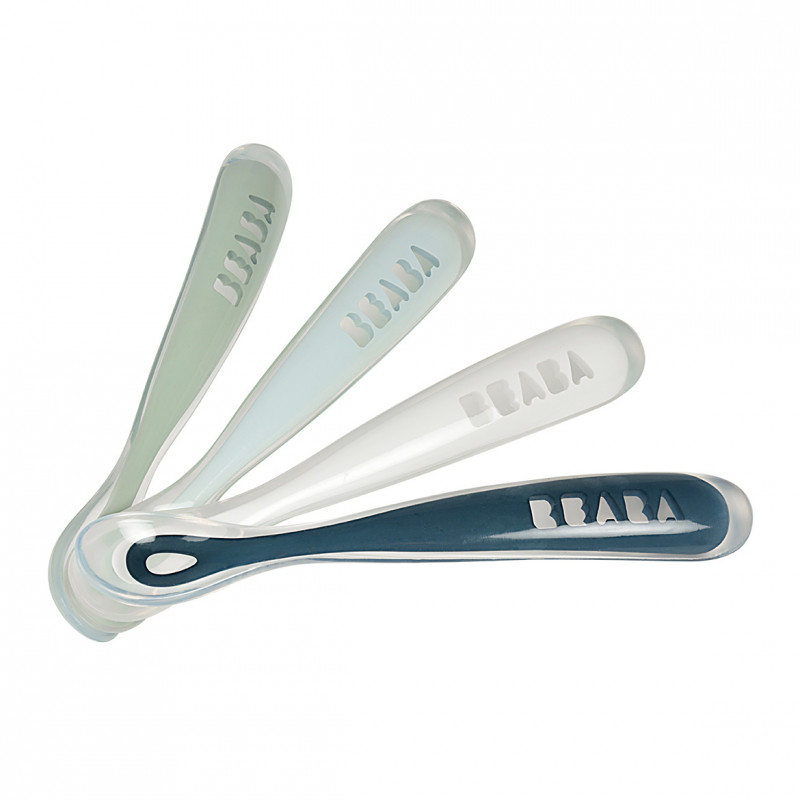 Set 4 Lingurițe Silicon Beaba Storm, de la +4 luni