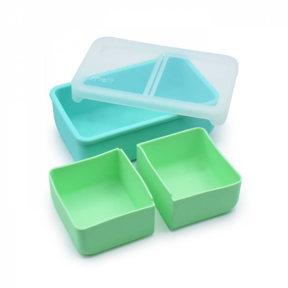 Cutie Bento Melii 3 Compartimente Albastru Mentă