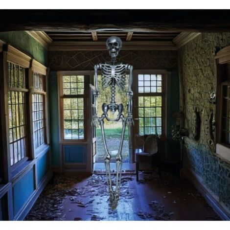 Decor Schelet Argintiu Guirca 90cm - Halloween - imagine 2