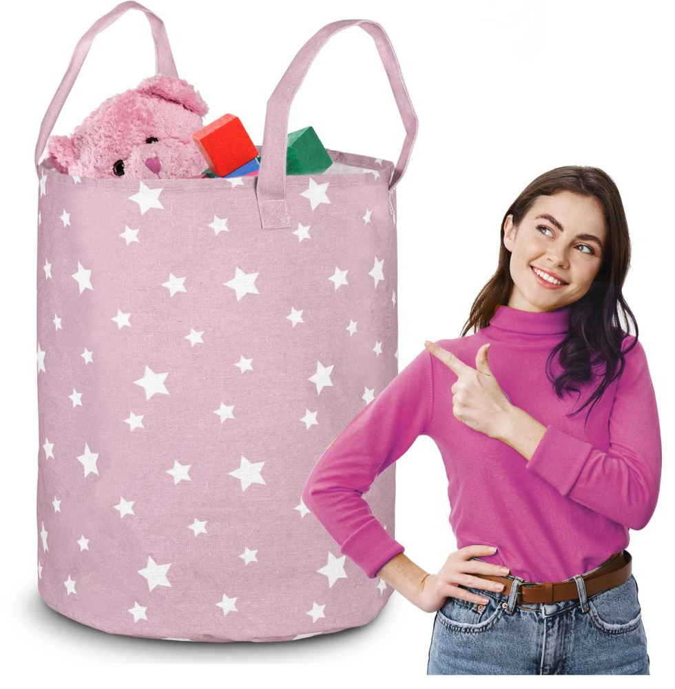 Cos Depozitare Bumbac Nukido 35x45 cm Roz - imagine 4