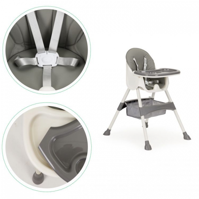 Scaun de masă 2 în 1 Ecotoys Gri HC-823 - imagine 3
