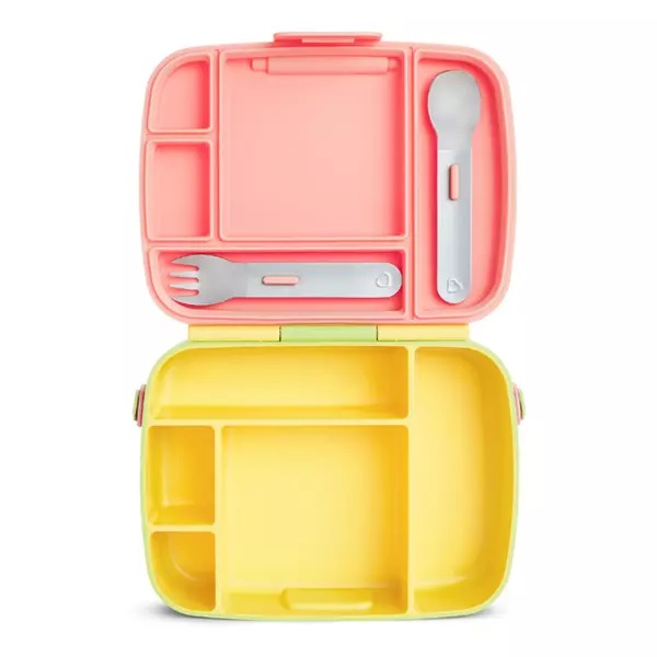 Cutie Bento Munchkin Galben cu Ustensile Inox - imagine 5