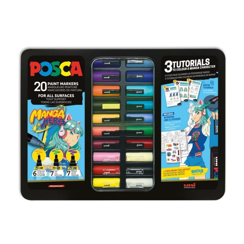 Set 20 Markere POSCA Manga Hero - Editie Limitata