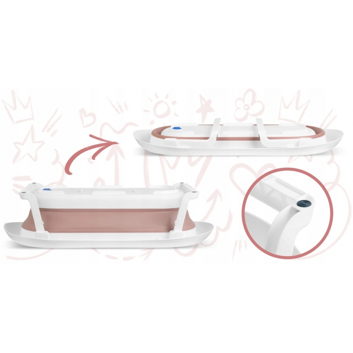 Cadita de baie Ricokids roz, pliabila cu dop termic - imagine 2