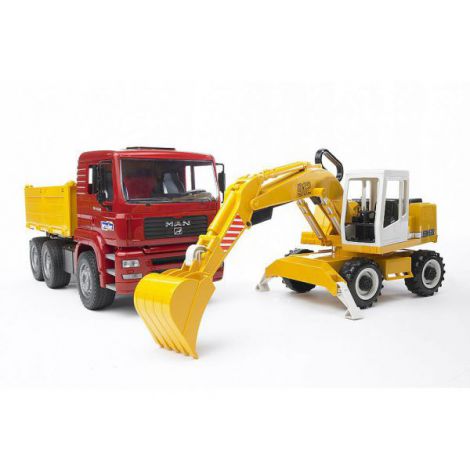Bruder Set Camion MAN TGA si Excavator Liebherr - imagine 3