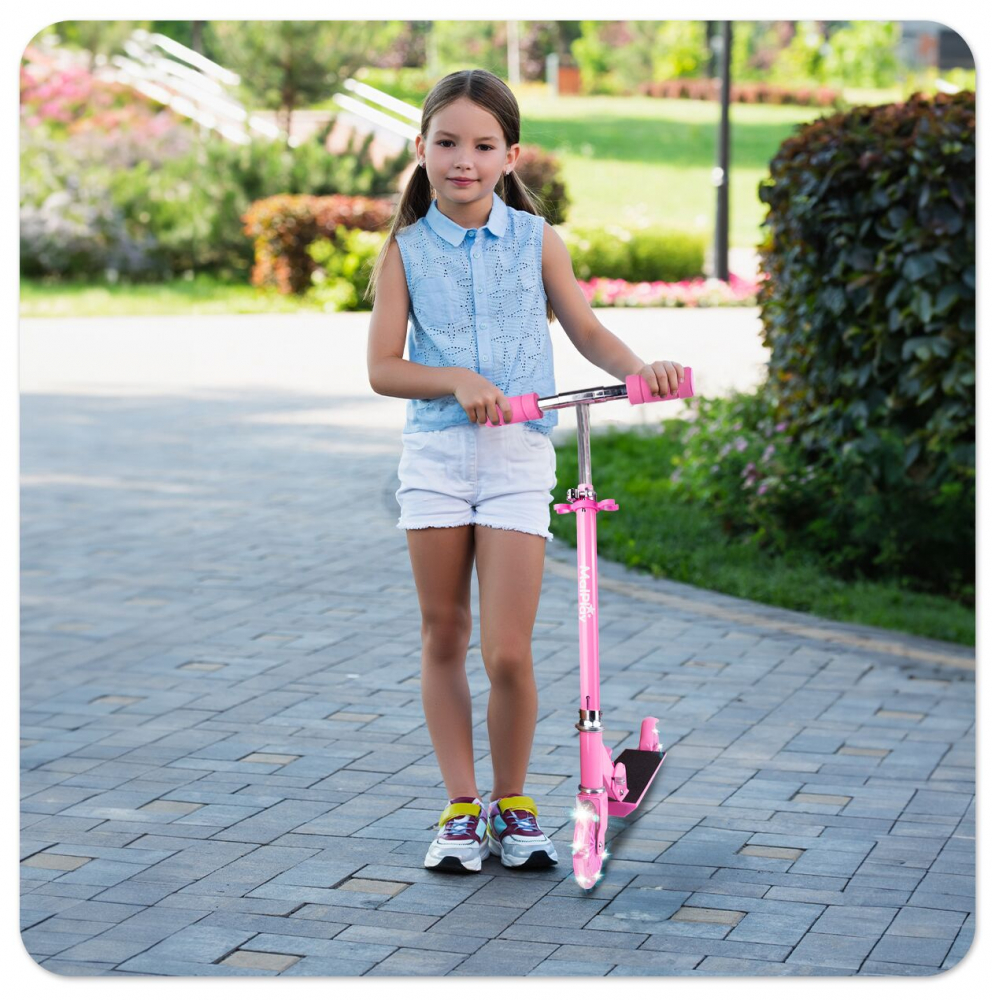 Trotineta Malplay Pink LED, Pliabila si Reglabila - imagine 11