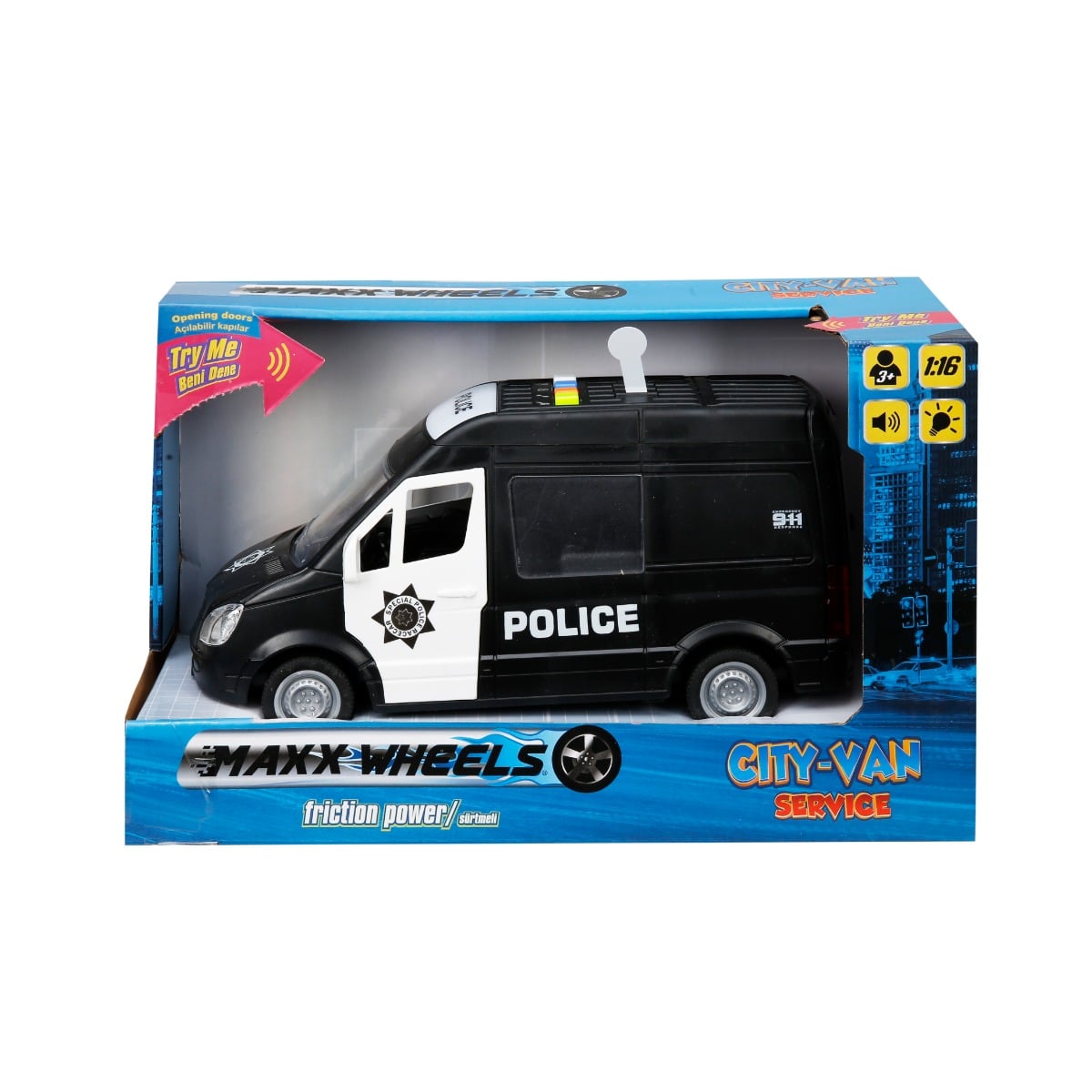 Masina Politie Maxx Wheels 1:16 cu Lumini si Sunete