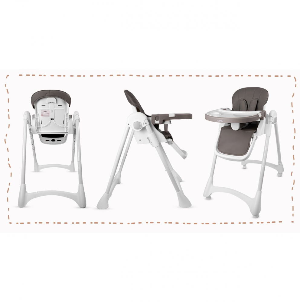 Scaun de masa 2in1 Malplay Deli Grey, pliabil cu roti - imagine 11