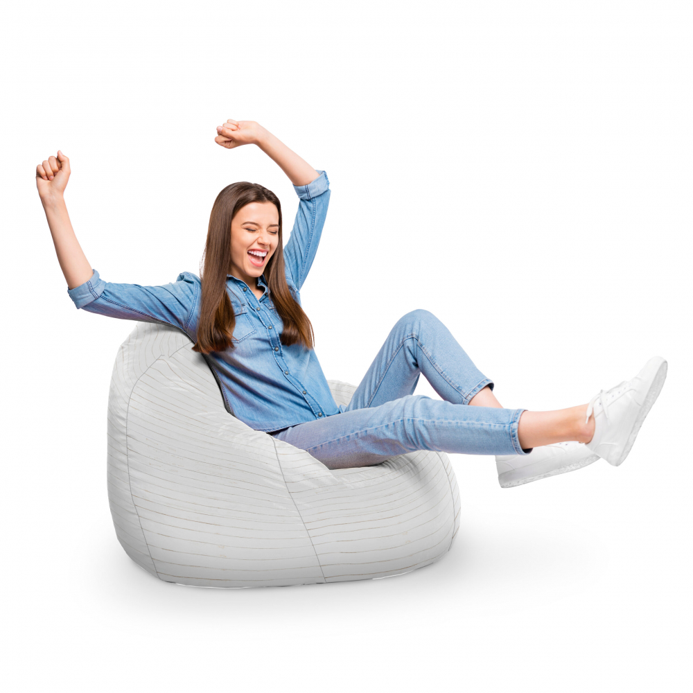 Fotoliu Puf Bean Bag Updeco Para XL, Lemn Alb