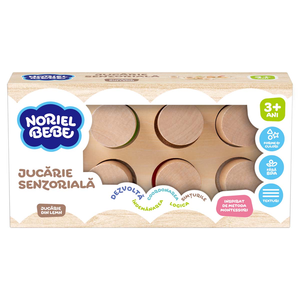 Jucărie Senzorială Noriel Bebe Wood, Montessori