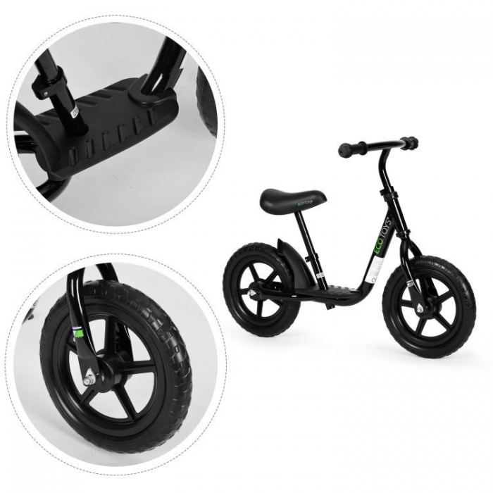 Bicicleta fara pedale Ecotoys, EVA, Negru - imagine 3