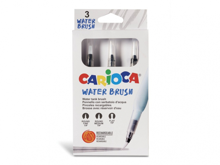 Set 3 Pensule Carioca cu Rezervor, Apă și Culori