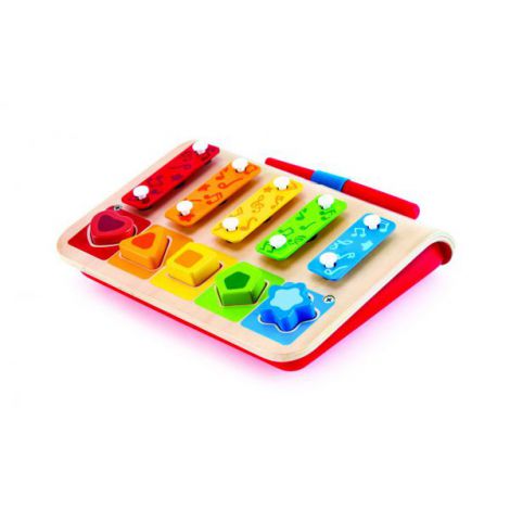 Xilofon Hape 5 Taste, Puzzle Forme, Lemn, 12 Luni+ - imagine 3