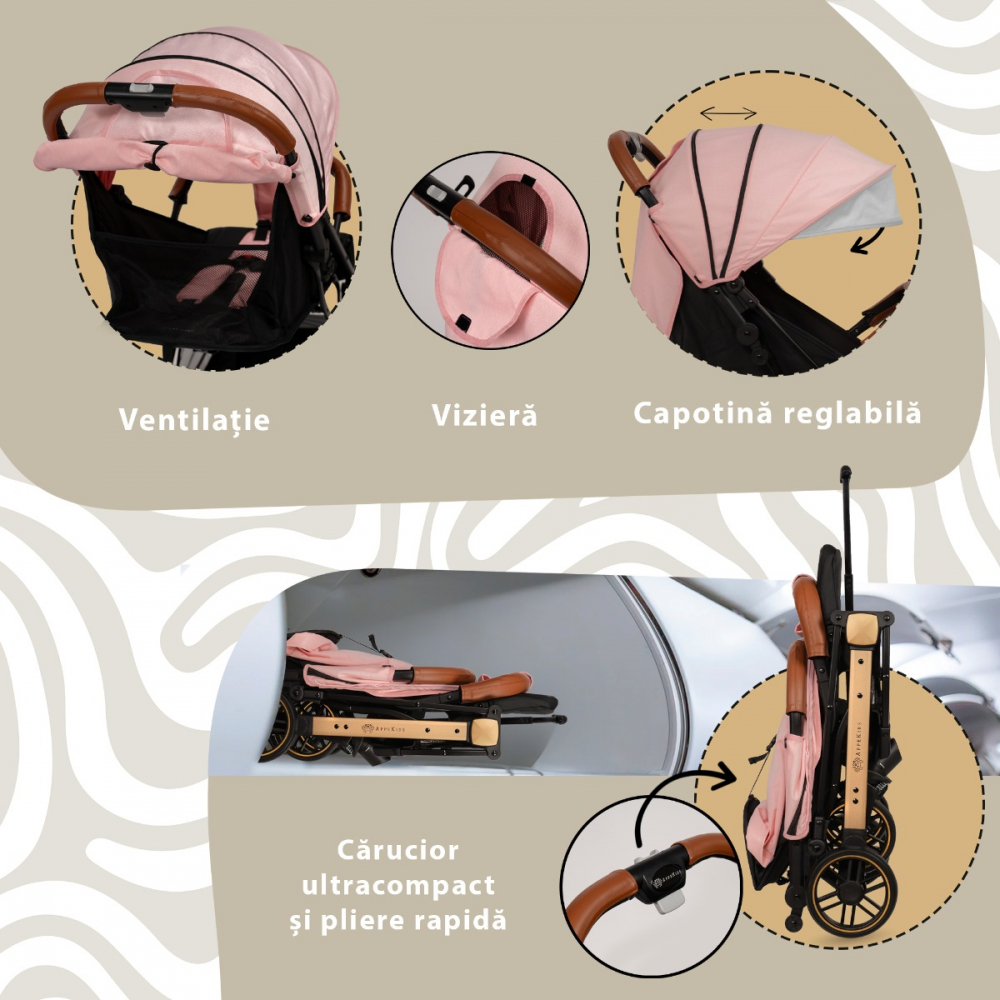 AppeKids Travel Pink - Carucior Ultraportabil Troller - imagine 2