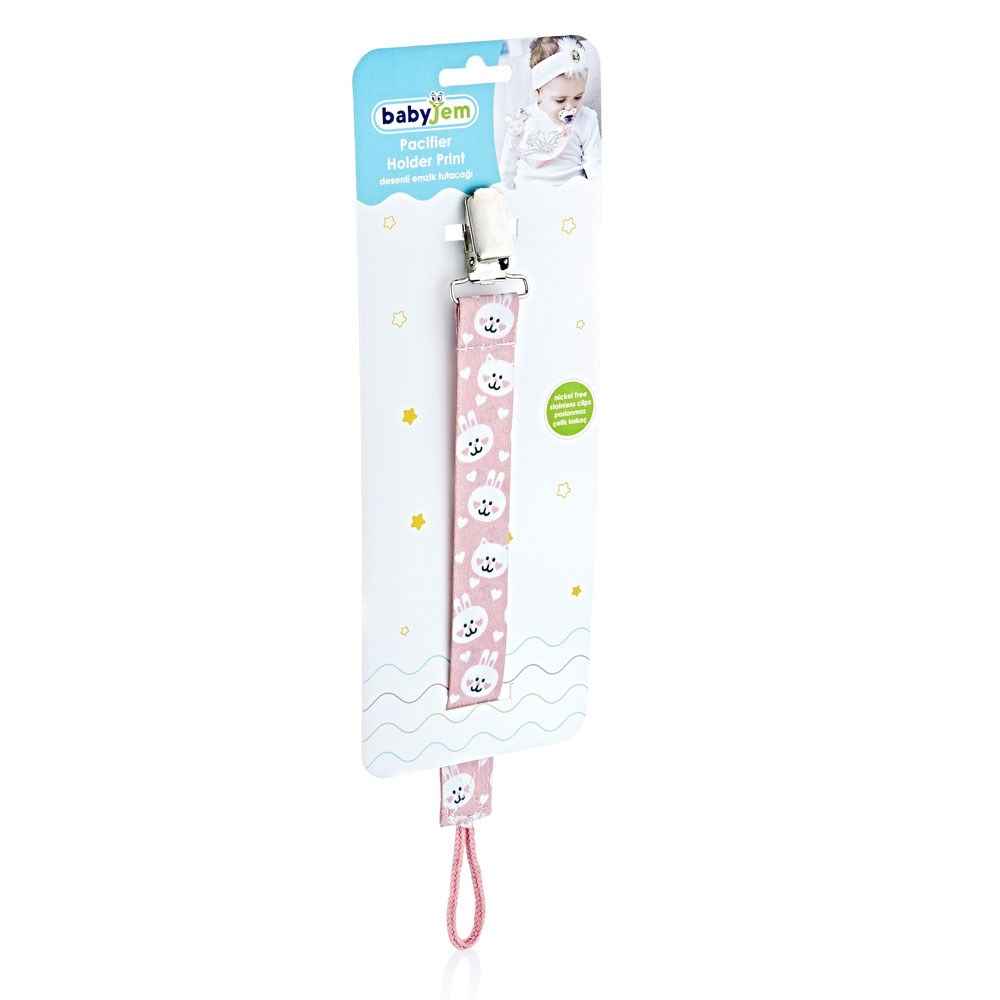 Lanțisor Suzetă Babyjem Rabbit Pink Textil