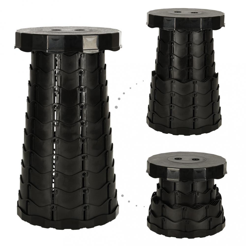 Scaun Telescopic Pliabil Ikonka, 24 cm, Negru - imagine 6