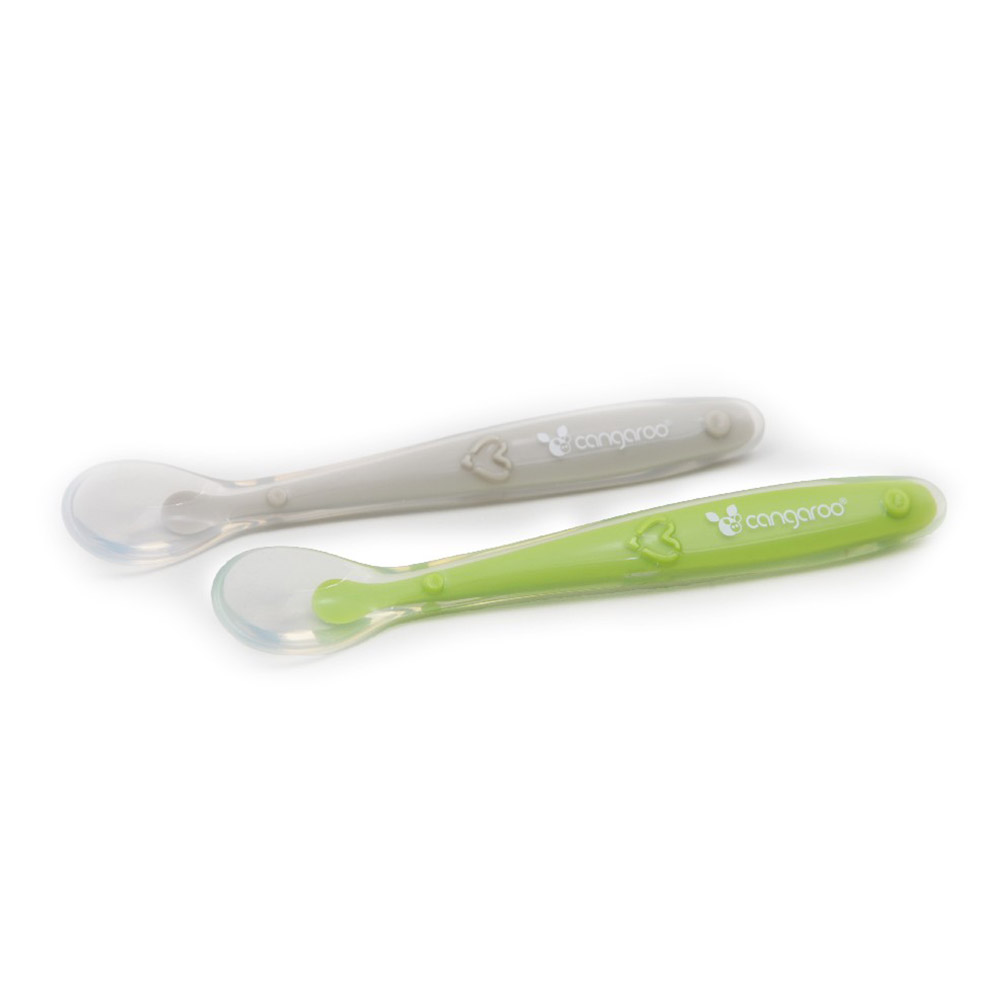 Set 2 lingurițe Cangaroo Silicon Verde