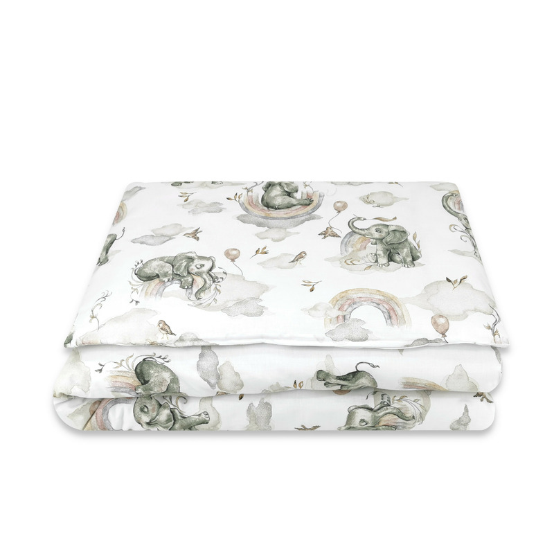 Lenjerie Junior Qmini Elephants Rainbow Bumbac