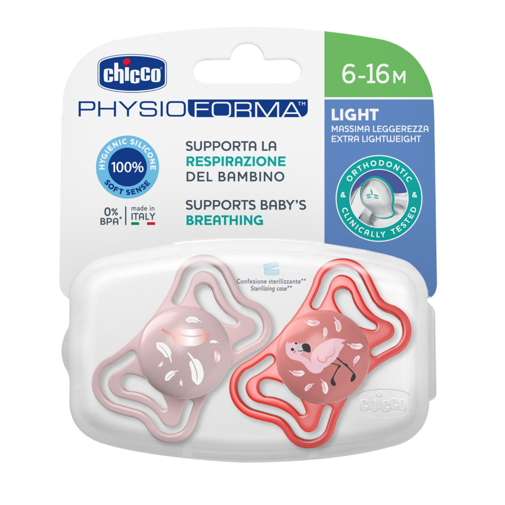 Suzete Chicco PhysioForma Light, 6-16 luni, Roz - imagine 5
