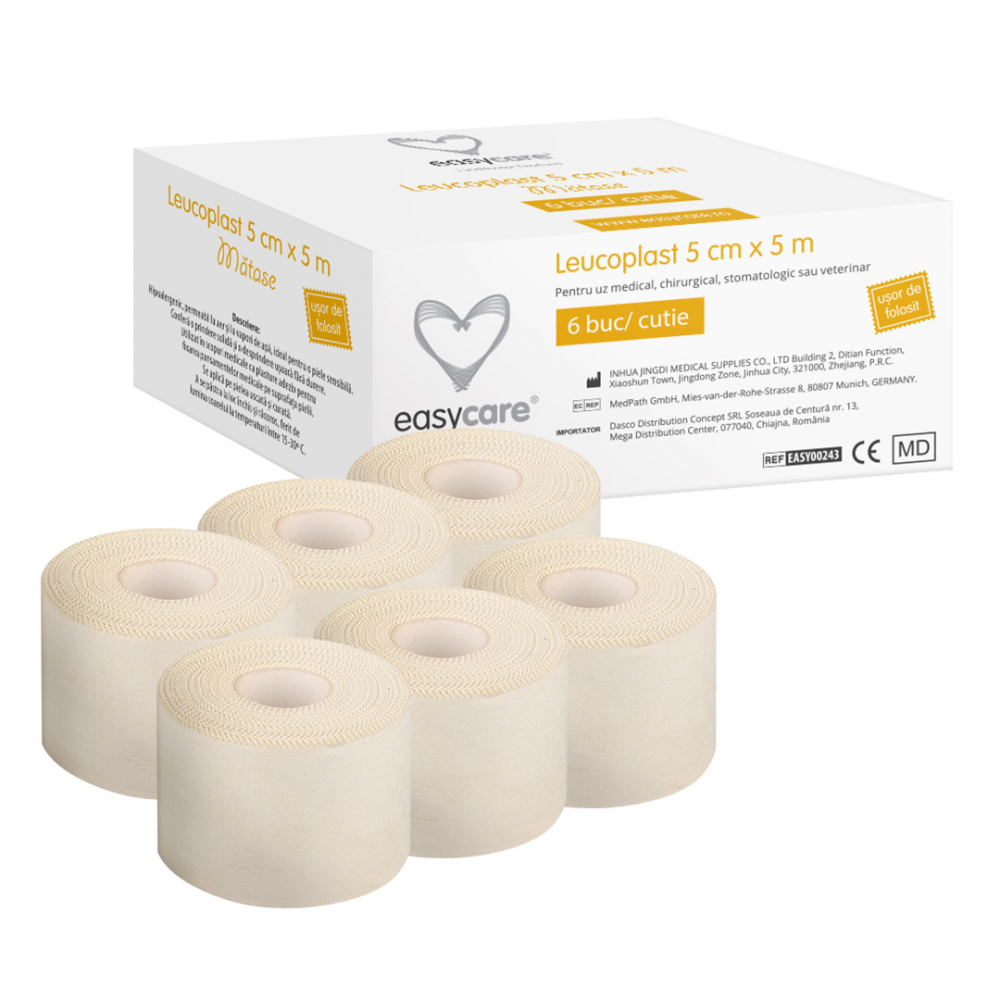 Leucoplast Mătase Easycare 5cm x 5m - Hipoalergenic