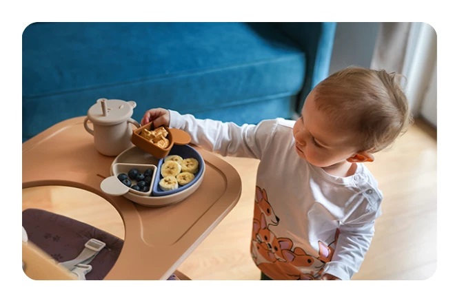 Farfurie Silicon 3 Compartimente Kidnort Bej - imagine 7